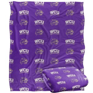 Western Carolina University Logo Pattern Silky 50x60 Blanket, 1 Sided - 1 of 4
