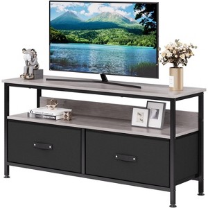 Jojoka Gray TV Stand and Dresser for Bedroom with 2 Drawers and Open Shelves - 1 of 4
