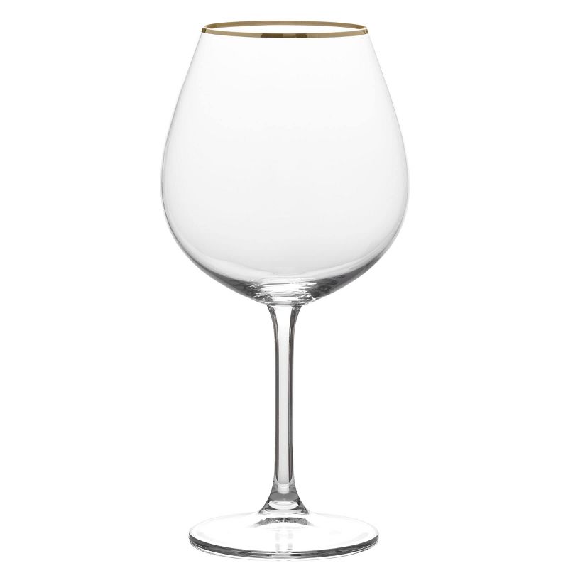 Mikasa Julie Gold Set of 4 Red Wine Glasses, 25-Ounce, Clear, 2 of 7