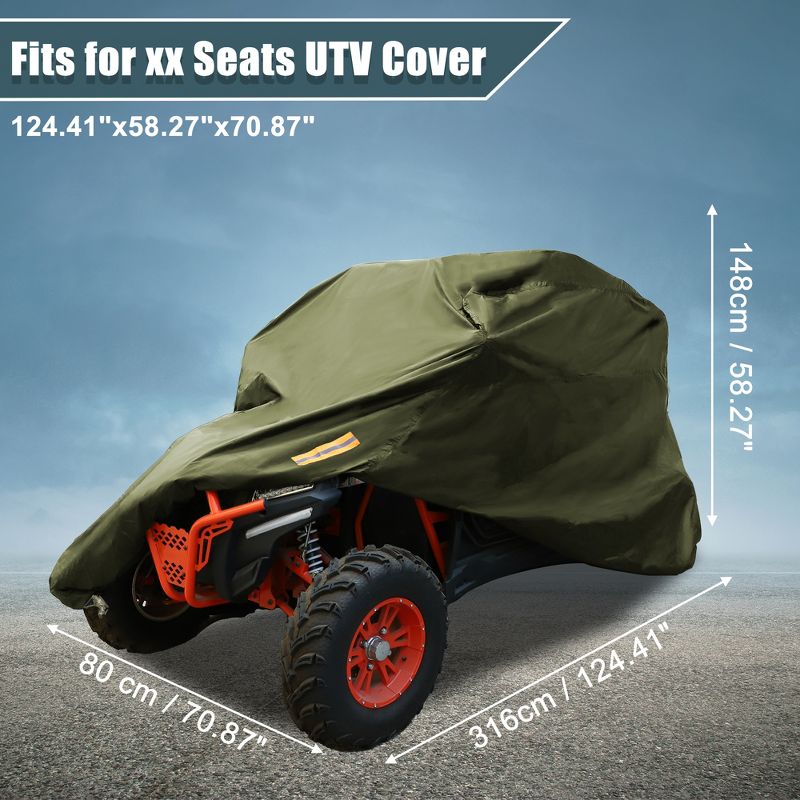 Unique Bargains UTV Cover Waterproof All Weather Protection Covers 210D 4-6 Seater Army Green, 3 of 6