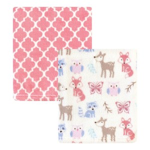 Hudson Baby Infant Girl Silky Plush Blanket, Girl Woodland, 30x36 inches - 1 of 2