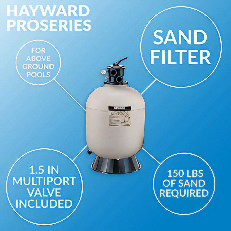 Hayward W3S180T ProSeries Sand Above Ground Swimming Pool Filter 18" Top-Mount, 5 of 6