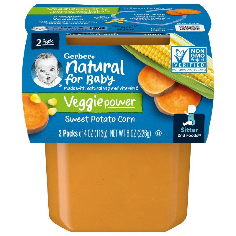 Gerber Sitter 2nd Foods Sweet Potato Corn Baby Meals Tubs - 2ct/4oz Each, 1 of 6