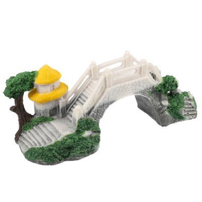 Unique Bargains Arch Bridge Decoration Resin Accessories White Gray Green Brown 9.06" Length