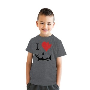 Kids' I Love Sharks T Shirt Classic Youth Shark Bite Shirt Shark Tee - Crazy Dog Youth T Shirt - 1 of 4