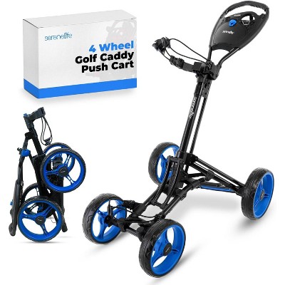 Foldable Golf Push Cart for Easy Transport with 4-Wheel Design, Adjustable Handle, Lightweight Construction
