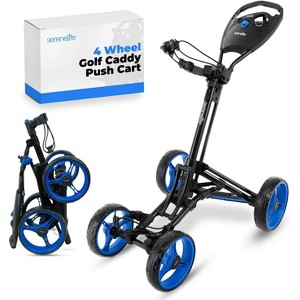 Foldable Golf Push Cart for Easy Transport with 4-Wheel Design, Adjustable Handle, Lightweight Construction - 1 of 4