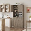 Kitchen Pantry Cabinet, 70" Tall Pantry Storage Cabinet with Countertop, Fluted Tall Cabinets with Doors and Drawer, Freestanding Cupboard - 2 of 4