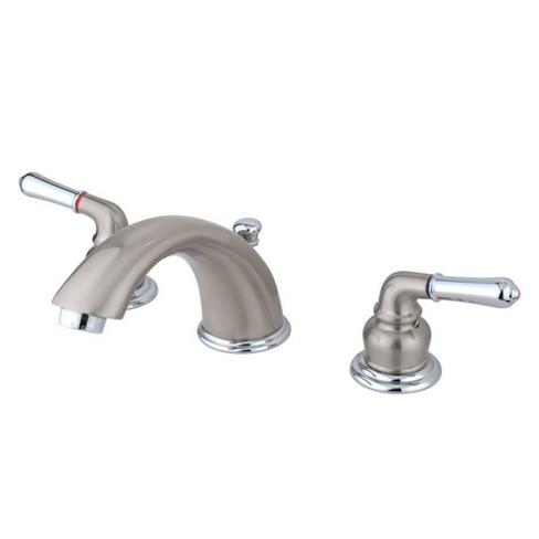 Widespread Two Tone Bathroom Faucet Chrome Satin Nickel Kingston