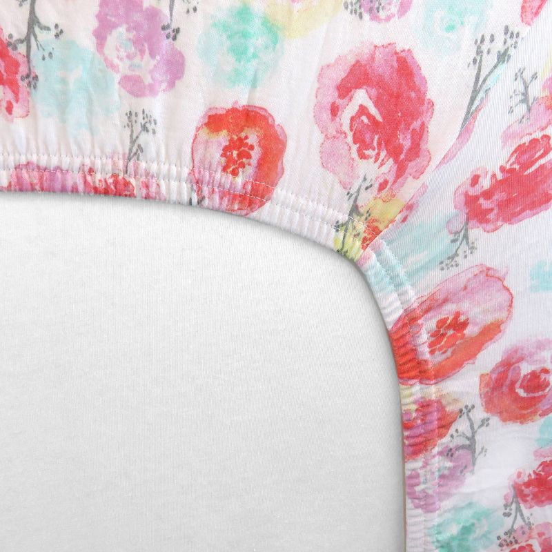 Honest Baby Organic Cotton Fitted Crib Sheet - Rose Blossom, 3 of 5