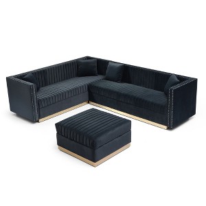 NicBex Modular 100.8" L Shape Sectional Sofa Velvet Sleeper Couch Set with Ottoman for Living Room - 1 of 4