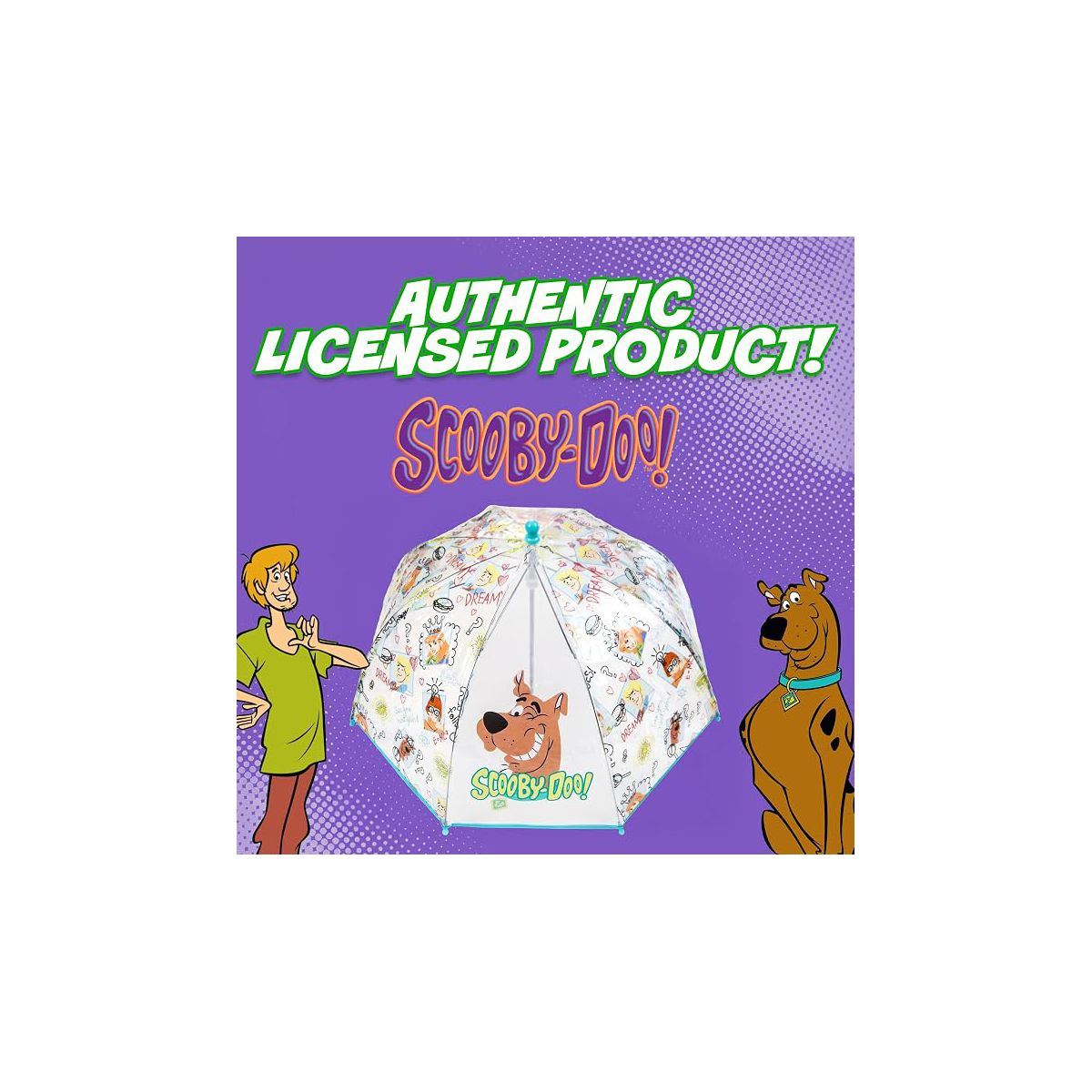 Scooby Doo Kids Umbrella for Girls - Dome Clear Bubble Umbrellas for Rain Windproof & Transparent with Easy Grip Handle Ages 3-10 - thumbnail 4