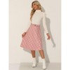INSPIRE CHIC Women's Tartan Plaid High Waist Belted Vintage A-Line Midi Skirt - 4 of 4