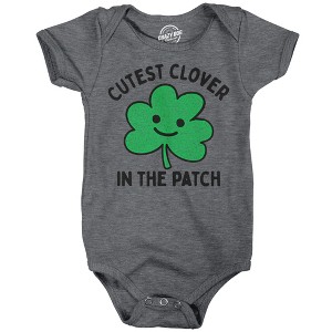 Cutest Clover In The Patch Baby Bodysuit Funny Sarcastic St Patricks Day Jumper For Infants - Crazy Dog Baby Bodysuit - 1 of 4
