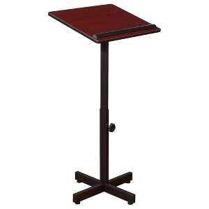 Oklahoma Sound Portable Presentation Series Adjustable Height Lectern Stand 16 Inch x 20 Inch Reading Surface with Book and Paper Stop, Mahogany - 1 of 4