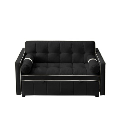 TiramisuBest 3 in1 Pull out Sleep Sofa Bed Loveseat Couch with Adjustable Backrest Side Pockets and Lumbar Pillows for Living Room