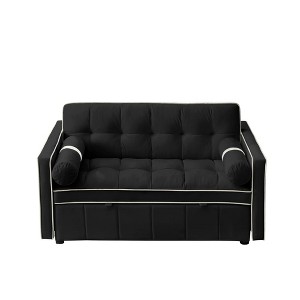 TiramisuBest 3 in1 Pull out Sleep Sofa Bed Loveseat Couch with Adjustable Backrest Side Pockets and Lumbar Pillows for Living Room - 1 of 4