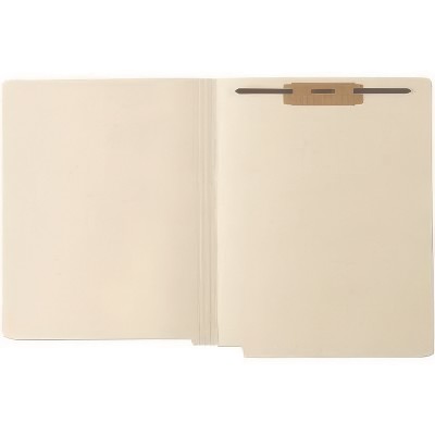 Medical Arts Press Heavy-Duty End Tab Fastener Folders, 0.75" Expansion, 1 Fastener, Letter Size, Manila Exterior, 50/Box