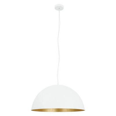 24" 1-Light Rafaelino Bowl Pendant with Shade White/Gold - EGLO