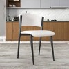 LeisureMod Upholstered Dining Chair in Leather with Black Iron Frame and Legs Aspen Series Set of 2 - 2 of 4