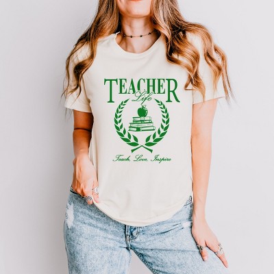 Simply Sage Market Teacher Life Books Short Sleeve Tee - XS - Cream