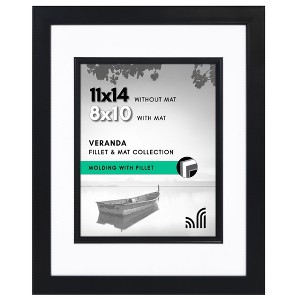 Americanflat 11x14 Picture Frame with Decorative Inner Mat Accent - Displays 8x10 Photos with Mat or 11x14 Without Mat - Black Statement Frame - 1 of 4