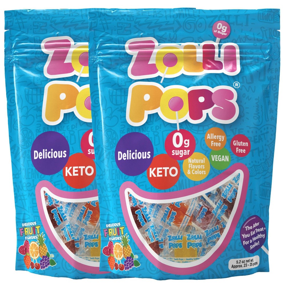 Zolli Pops Sugar Free Lollipops Candy Double - 5.2oz/2pk