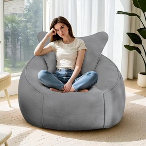 Hooseng 42" Bean Bag Chairs, Big Velvet Bean Bag Couch With Ergonomic Backrest for Adults, Memory Foam Filled Floor Sofa for Reading Playing Relaxing - 1 of 4
