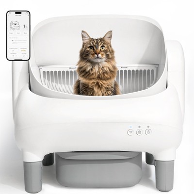 Cumrige Self Cleaning Litter Box,Open Top Automatic Litter Box with App Control for Multiple Cats,Safety Sensors Protection