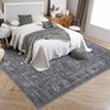 Vintage Rug Living Room Area Rug Traditional Distressed Floral Print Rug Indoor Non-Slip Low Pile Floor Mat - 2 of 4