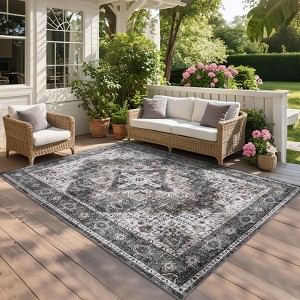 Washable Floral Medallion Soft Non Slip Carpet Indoor Retro Accent Large Floor Carpet Stain Resistant Non Shedding Rugs - 1 of 4