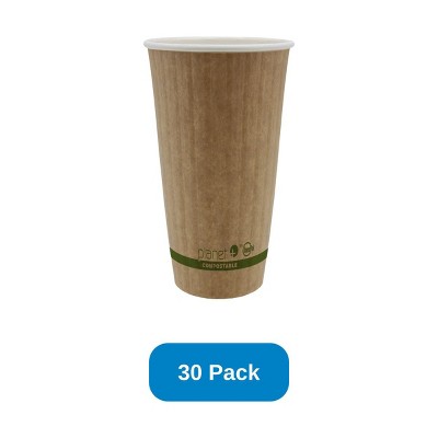 Planet+ 20 oz Compostable Hot Cup SFI Paper Cup PLA Lined Double Wall - Pack of 30