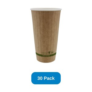 Planet+ 20 oz Compostable Hot Cup SFI Paper Cup PLA Lined Double Wall - Pack of 30 - 1 of 3