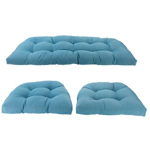 Northlight 3-Piece Wicker Furniture Cushion Set, Blue - 1 of 3