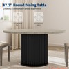 47" Round Dining Table for 4-6 – Industrial Kitchen Table with Sturdy Waveform Metal Pedestal Base - 4 of 4