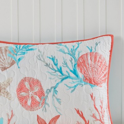 Ivory Cotton Reversible Full Quilt Set with Throw Pillows