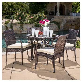 Charles 5pc Wicker Patio Dining Set with Cushions - Multibrown - Christopher Knight Home