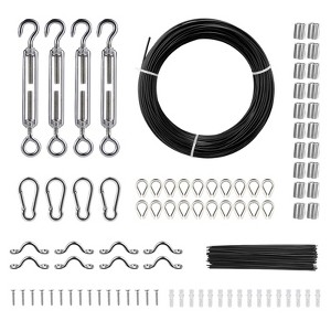 VEVOR Vinyl Coated Wire Rope Kit, 3/32 Cable Through 1/16 Diameter Stainless Steel, 7x7 Strands Construction with 189 Accessories , Black - 1 of 4