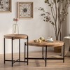 Modern Thread Design Round Coffee Table , MDF Table Top with Cross Legs Metal Base(Set of 2 pcs ) - 2 of 4