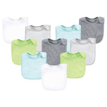 Hudson Baby Infant Boy Rayon from Bamboo Terry Bibs, Gray Mint Lime, One Size