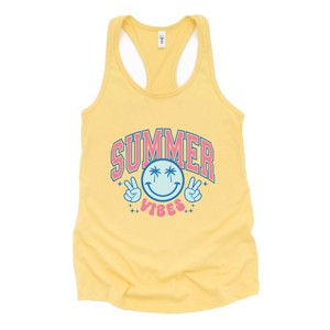 Simply Sage Market Summer Vibes Peace Happy Face Racerback Tank - 1 of 4
