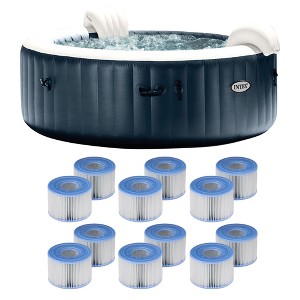 Intex PureSpa Plus 6 Person Portable Inflatable Hot Tub Bubble Jet Spa with 12 Type S1 Easy Set Pool Filter Replacement Cartridges - 1 of 4