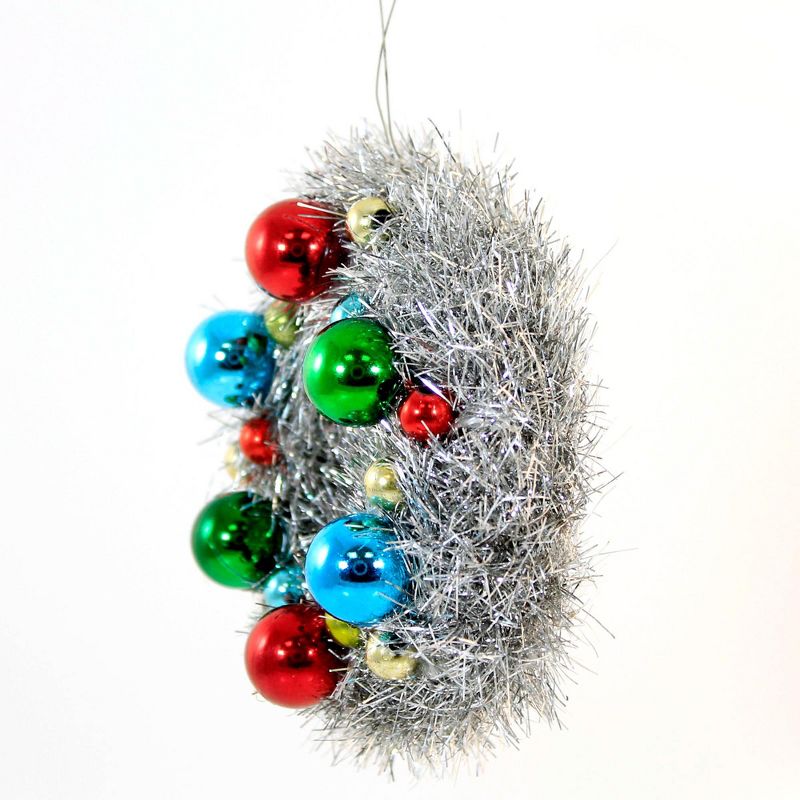 Bethany Lowe 4.5 Inch Merry & Bright Tinsel Wreath (Sm) Christmas Ornament Beads Tree Ornaments, 2 of 4