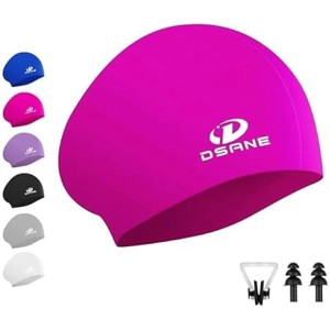 DSANE Womens Silicone Swim Cap for Long Hair,3D Ergonomic Design Silicone Swimming Caps for Women Men Adults Boys Girls with Ear Plug and Nose Clip - 1 of 1