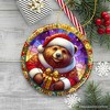 Santa Bear Stained Glass Style Ceramic Ornament, Christmas Gift and Decor| OrnamentallyYou - 4 of 4