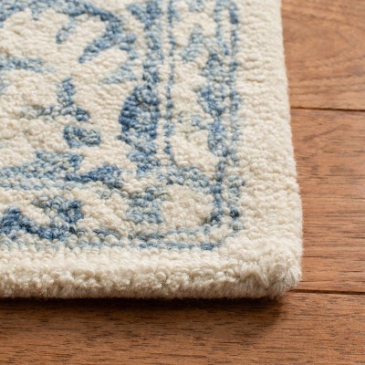 Hand-Tufted Blossom Wool Area Rug, Ivory/Blue, 8' x 10'