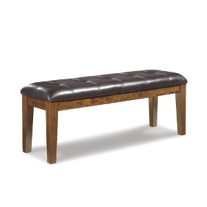 Signature Design by Ashley Ralene Large Upholstered Dining Bench, Medium Brown, Faux Leather Seat - 1 of 4