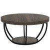 Round Coffee Table, 31.7inGrey Wooden 2-Tier Circle Coffee Table with Storage Shelves, Modern Accent Cocktail Table Center Table for Living Room - 3 of 4