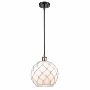 Farmhouse Rope - 1 Light Stem Hung Mini Pendant In Industrial Style-13 Inches Tall and 10 Inches Wide - 1 of 1