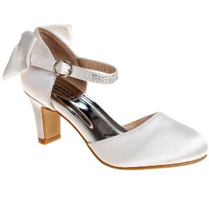 Badgley Mischka Girls' Wedding Shoes Back Bow With Hook and Loop- Perfect for Parties, Weddings, and Special Occasions (Little Kid/ Big Kids) - 1 of 4